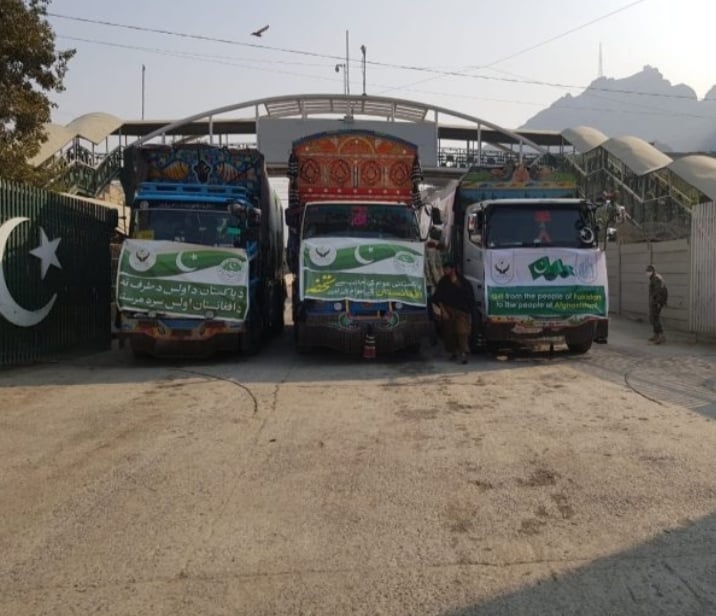 Seven truckloads of relief goods handed over to Afghanistan